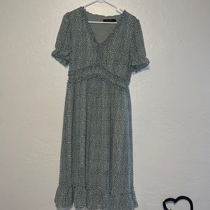 Green floral summer dress
